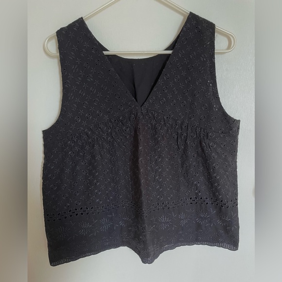 Black Embroidered V-Back Tank Top from Loft - Picture 7 of 7